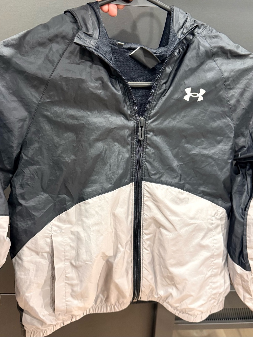 Under Armour Kids Black & White Hooded Windbreaker Jacket
